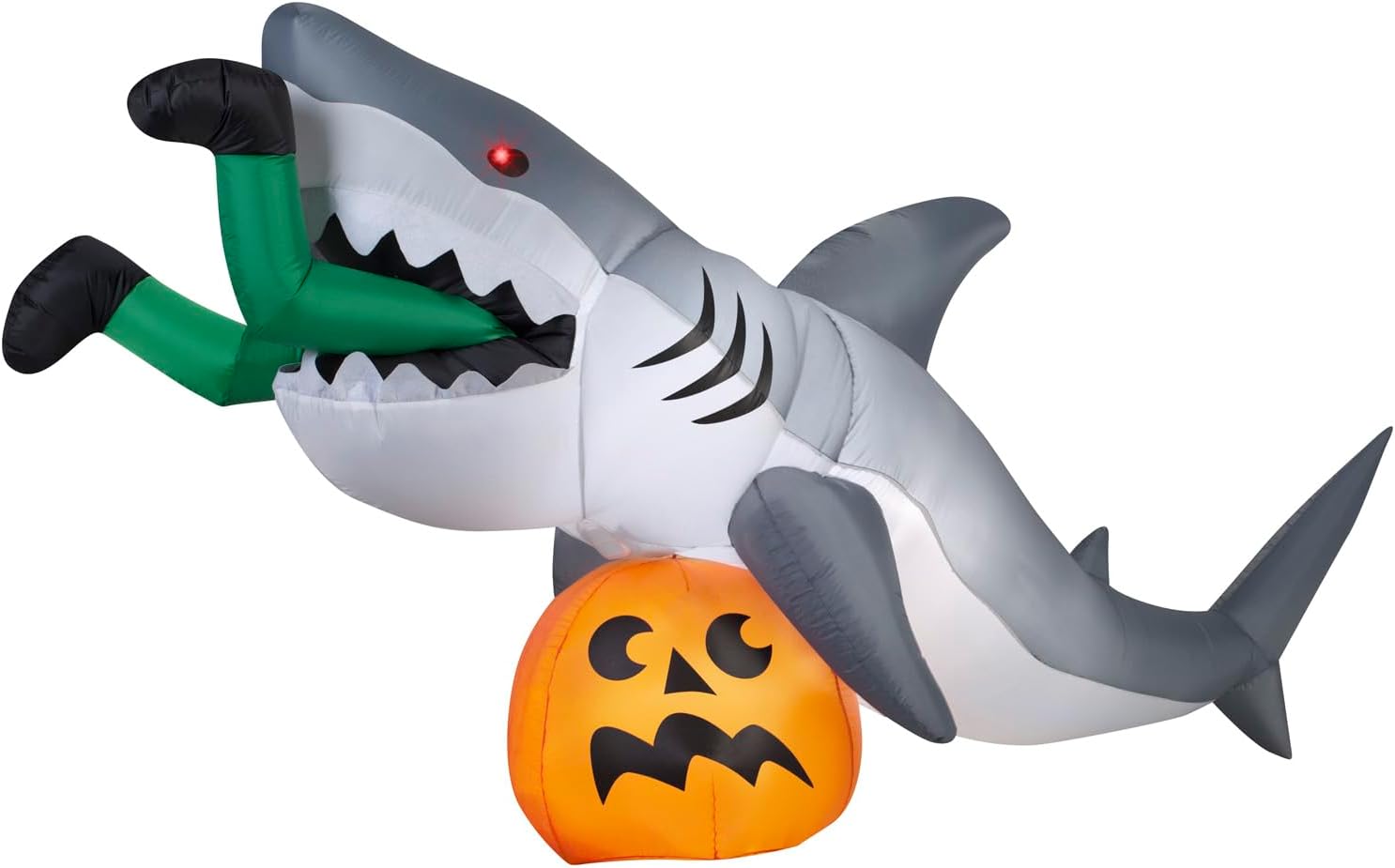 Gemmy Animated Halloween Inflatable Shark Snack Scene 4 ft, Halloween decor inflatable, spooky yard decoration