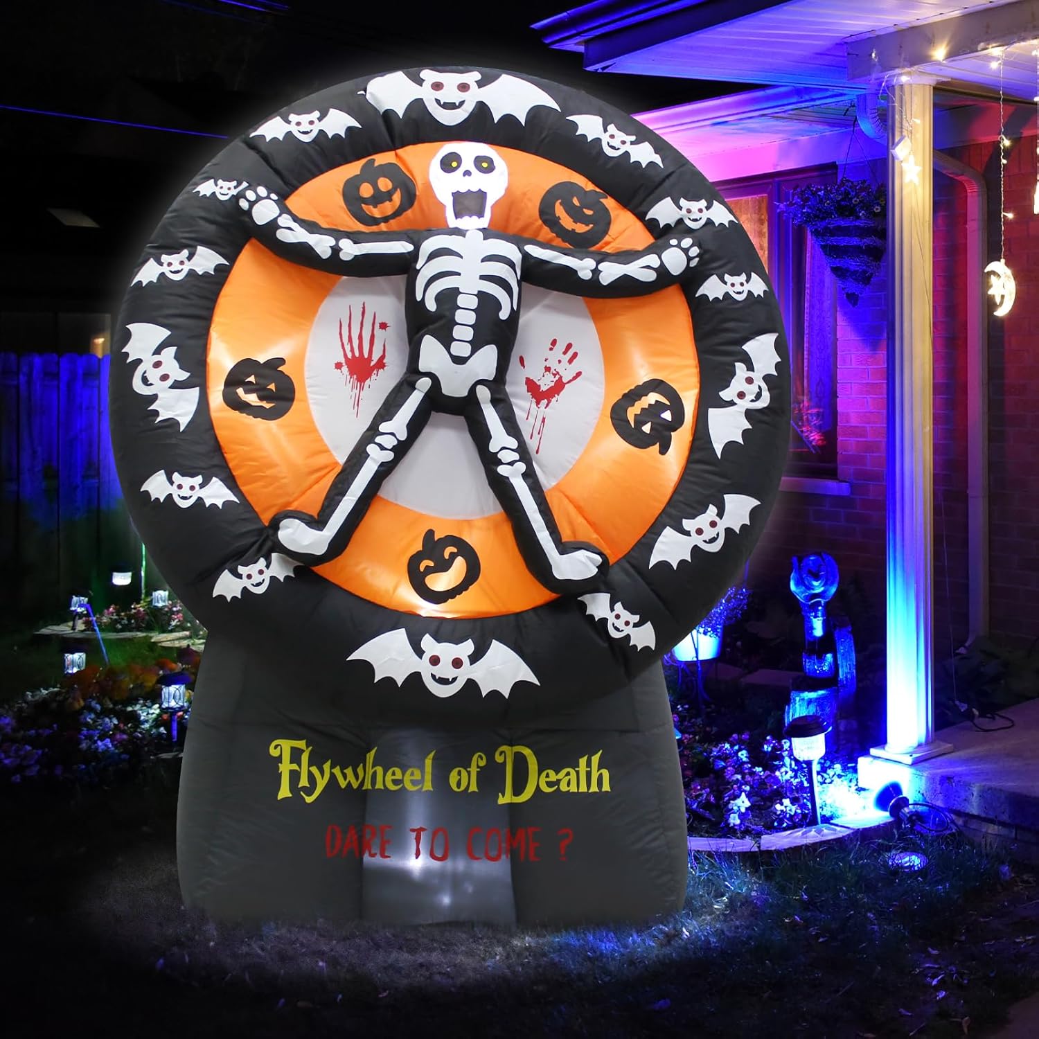 5FT Halloween Day of The Dead Skull Ghost Inflatable with LED Light for Party Garden Lawn Decoration