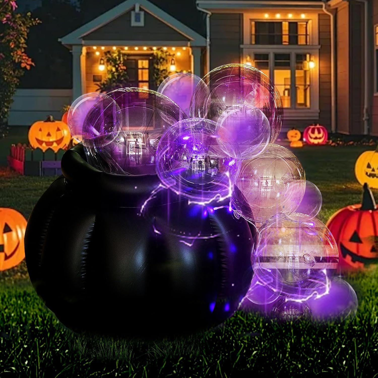 Bubbling Cauldron Halloween Decor, Witches DIY Hocus Pocus Inflatables for Yard, Spooky Outdoor Inflatables