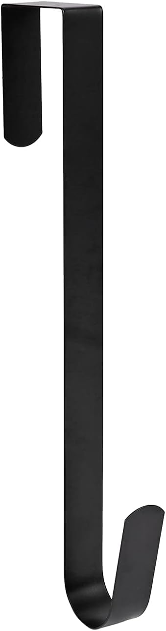 Sattiyrch 12 inch black steel wreath hanger for front door, over the door hook, durable