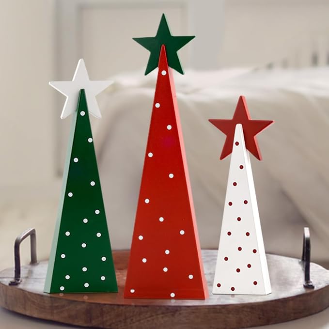 Christmas decorations, wooden Christmas trees, holiday decor, indoor Xmas signs, festive home decoration