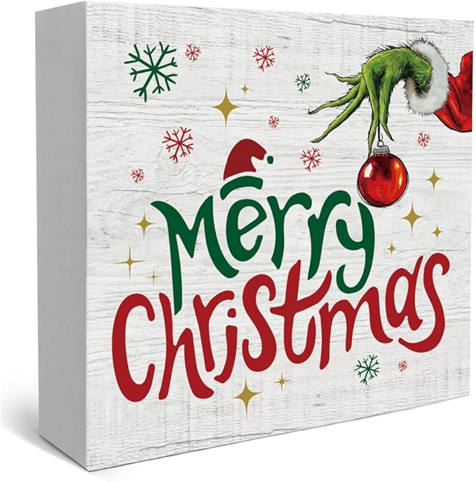 Funny Christmas wooden box sign for holiday decorations, rustic art, home, and office decor.