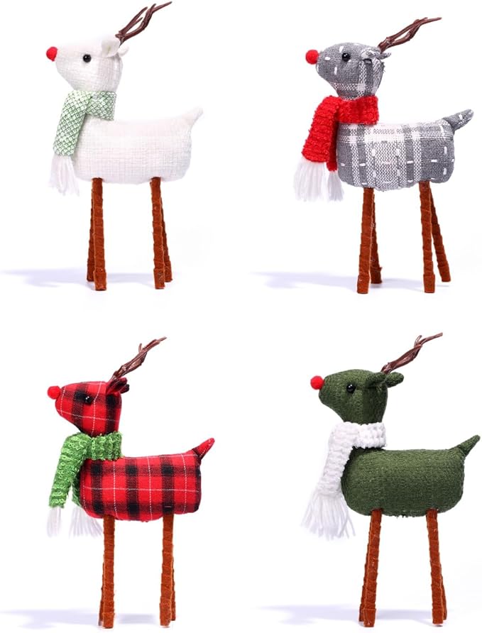 Handmade Plush Swedish Reindeer Santa Elk Figurines Christmas Decor for Home Indoor