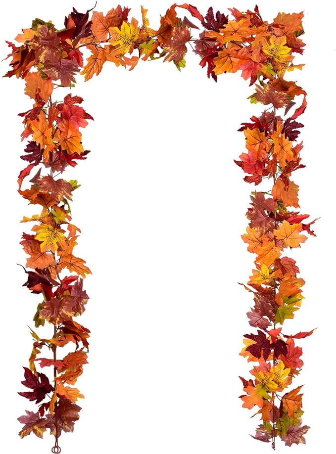 DearHouse Maple Leaf Garland, 5.9Ft, Artificial Autumn Foliage for Fall Thanksgiving Party Decoration