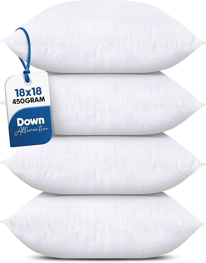 Utopia Bedding Throw Pillows Set of 4 White 18x18 decorative pillows for sofa, bed, and couch
