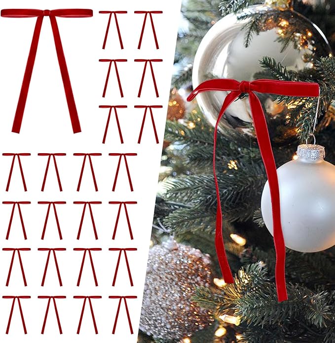 Velvet Christmas tree bows for holiday decor, vintage wreath and garland bows, door decoration ribbons.