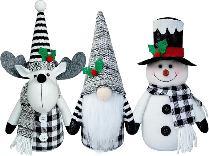 Christmas Gnomes Plush Decor featuring Reindeer and Snowman Handmade, Perfect for Holiday Home Decoration