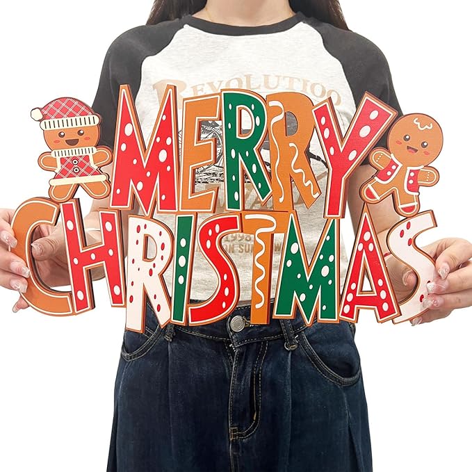 Christmas Gingerbread Man Wooden Sign Door Decor, Xmas Tree Ornament, Wall Hanging, Festive Home Accessories