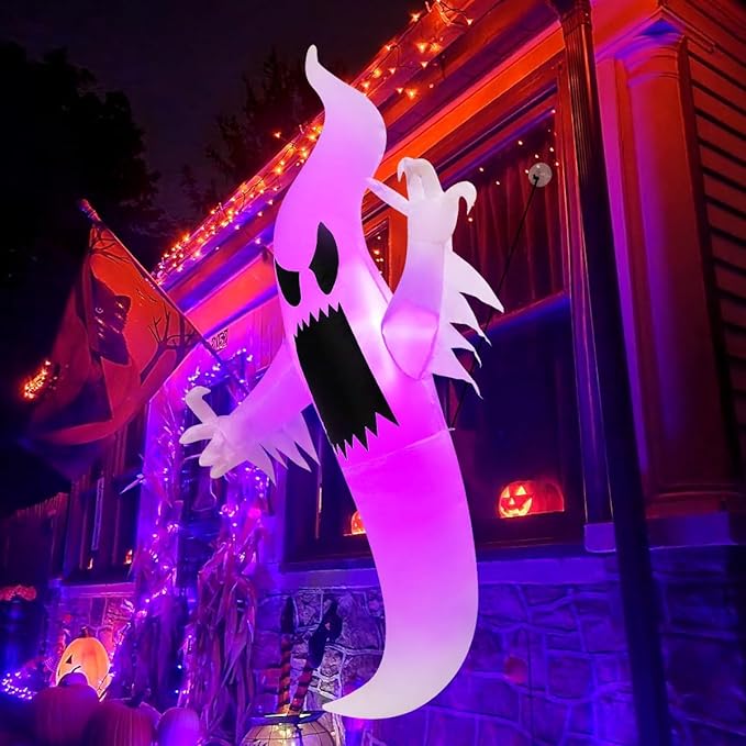 GOOSH 6 FT Halloween Inflatable Ghost with LED lights, Outdoor Decoration, Garden and Indoor Decor