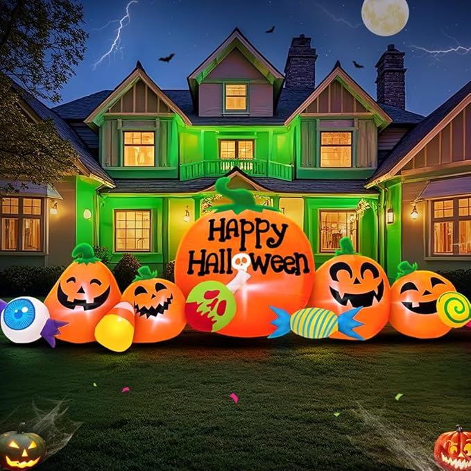 8FT Halloween Inflatable Decorations Outdoor with LED Pumpkin Combo for Garden Lawn Décor