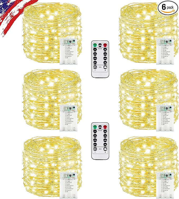 Battery operated 120FT 360 LED fairy string lights with remote and timer for indoor outdoor decor