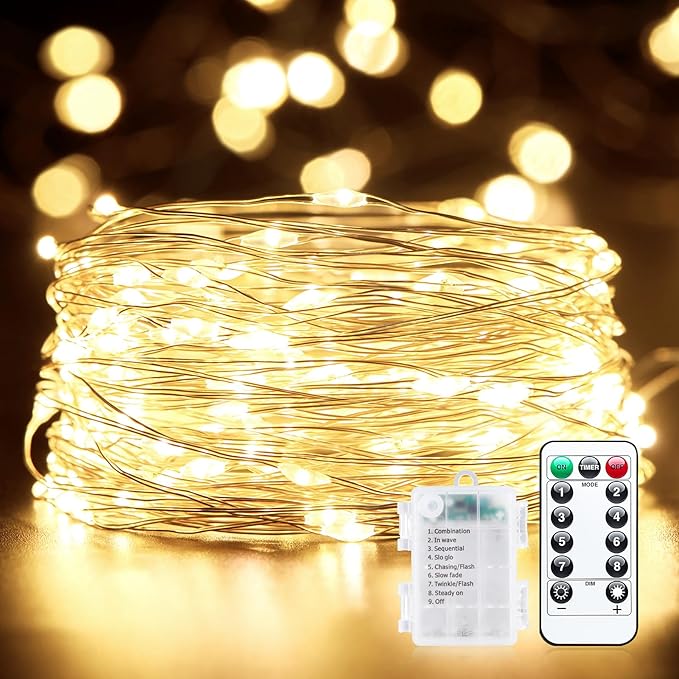 Minetom 33Ft 100 LED Waterproof Fairy Lights with Remote for Indoor Outdoor Decoration, Christmas, Weddings, Bedrooms