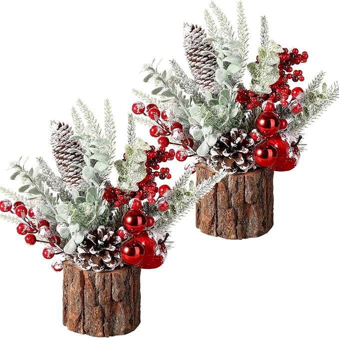 Hatisan Small Christmas Tree with Pine Cone Berry, ideal for indoor and outdoor holiday decorations