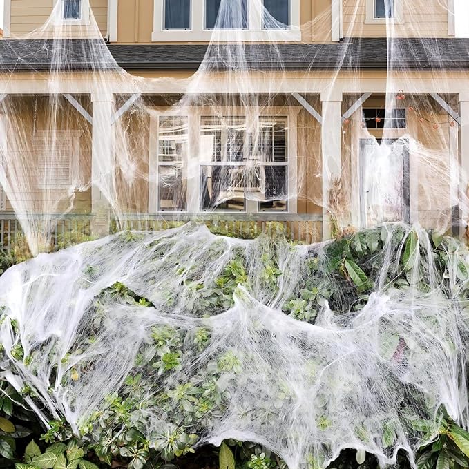 1000 sqft Spider Webs Halloween Decoration with 30 Fake Spiders, Super Stretch Cobwebs for Spooky Indoor and Outdoor Parties