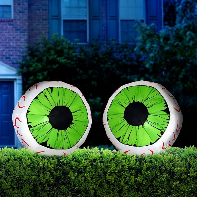Joiedomi Halloween inflatables large green eye decorations with LED lights for yard and indoor use