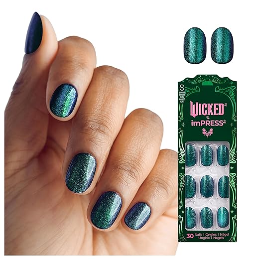 WICKED X imPRESS Press On Nails with improved adhesive, lasting up to 10 days.
