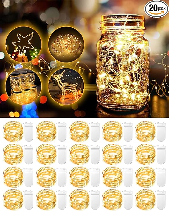 20 Pack Fairy Lights Battery Operated, 3.3ft Copper Wire LED String Lights