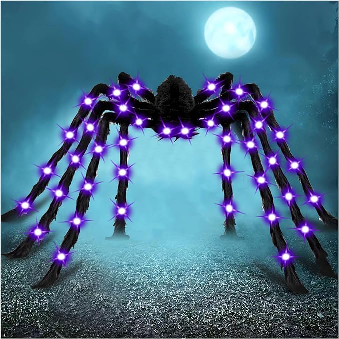 78-inch multicolor Halloween light-up spider, giant indoor and outdoor decoration for Halloween party