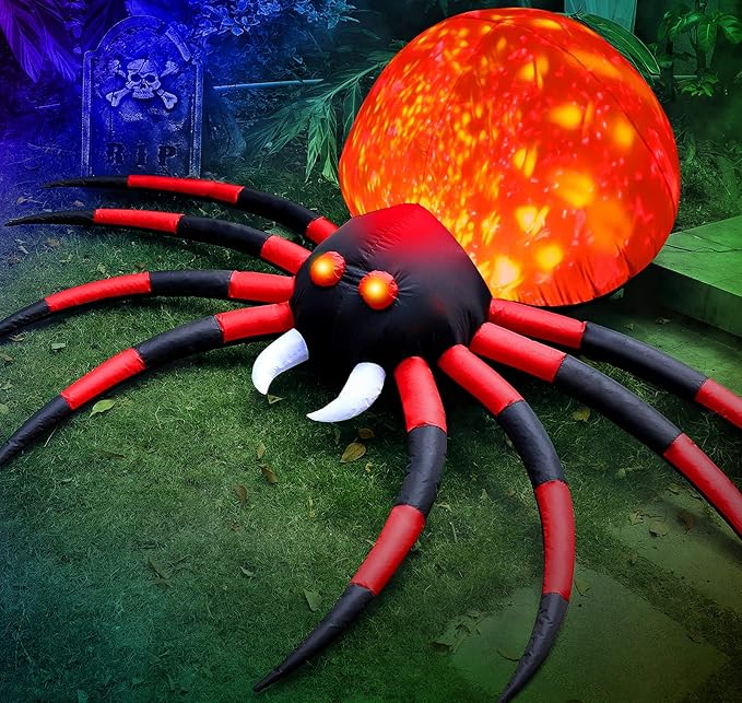 8 FT Halloween Inflatable Spider with LED for Outdoor Party Decorations