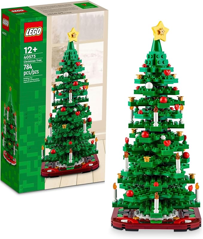 LEGO Christmas tree building set for kids ages 12+, mini decorations for tabletop holiday decor.
