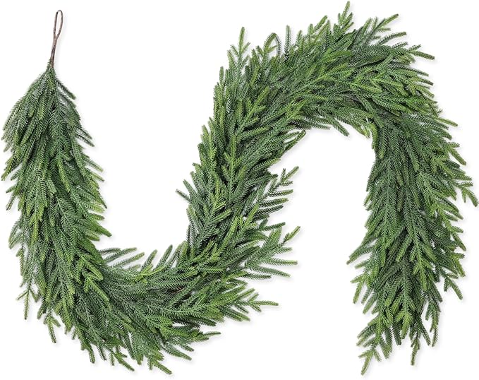 6FT Christmas Pine Garland - Realistic Artificial Cedar Garland for Mantel, Staircase, Tabletop, and more.