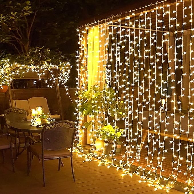 JMEXSUSS 300 LED Remote Control Christmas Curtain Lights outdoor string wedding party patio decor
