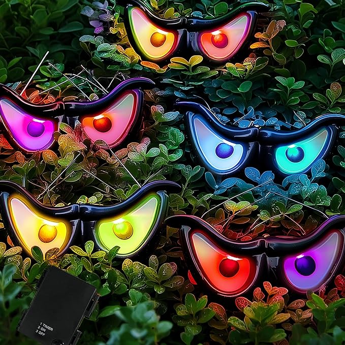 Dazzle Bright 10 LED RGB Flashing Eyes, Battery Operated Halloween Decorations for Indoor Outdoor Use