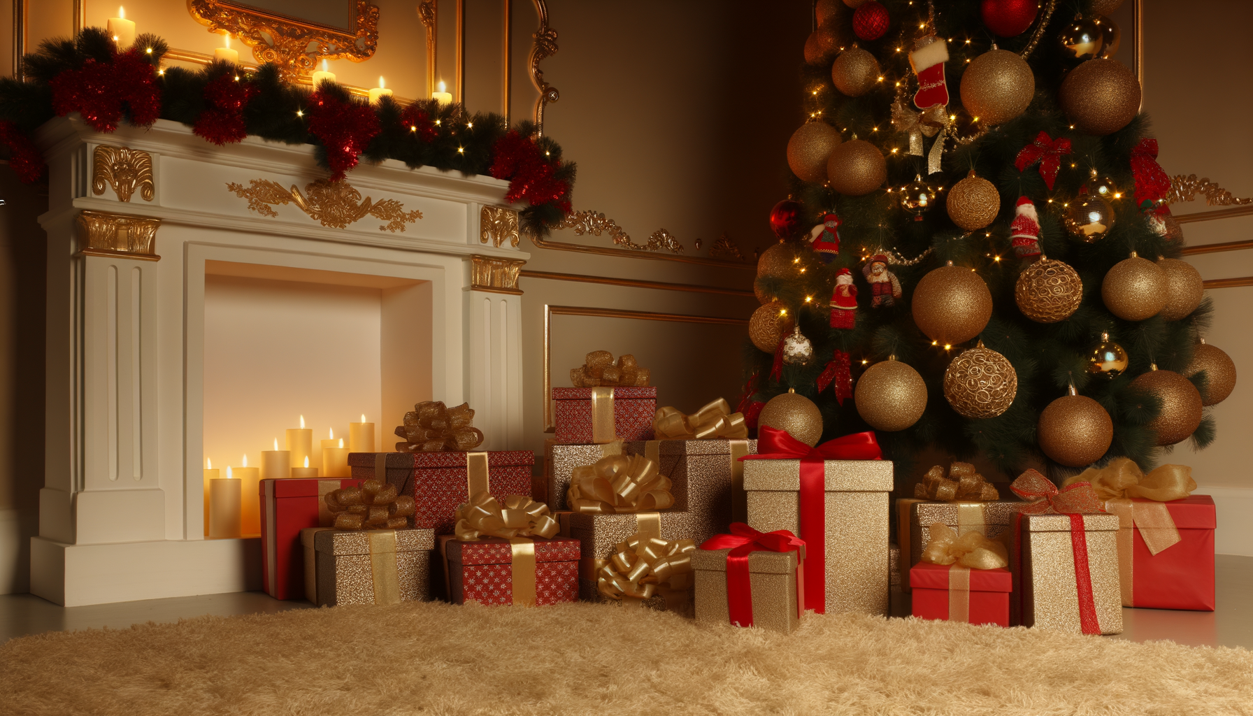 Festive Christmas gifts in cozy living room, perfect for couples gift guide.