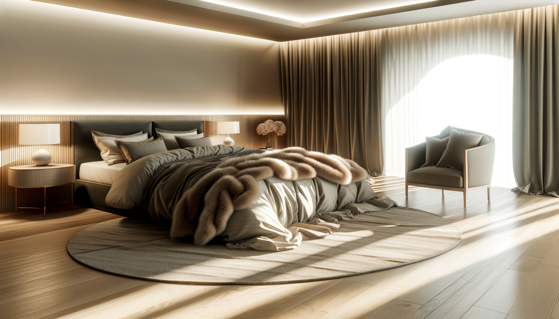 Cozy bedroom retreat with layered textiles and warm lighting for seasonal transformation.